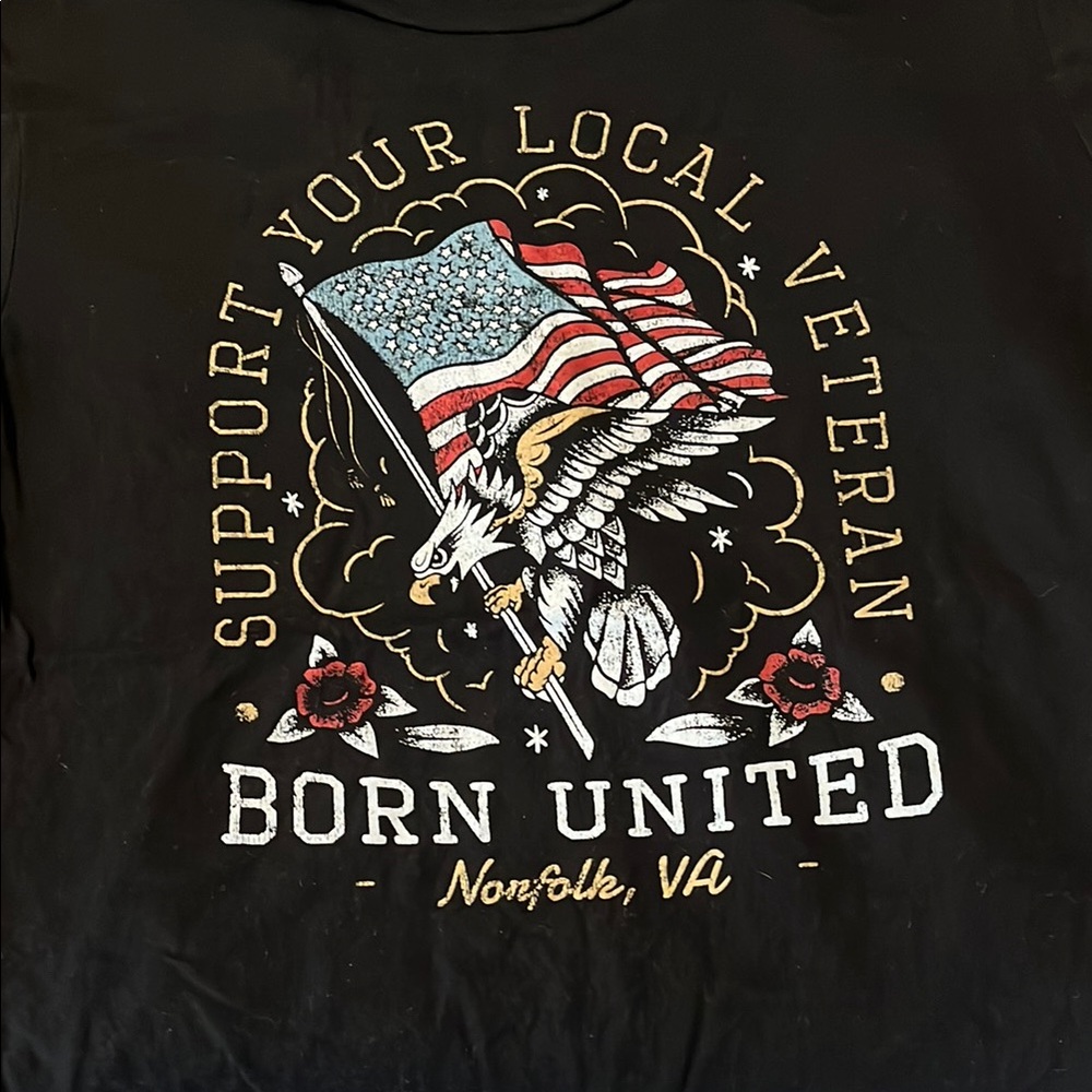 Black Graphic T-Shirt with Patriotic Design